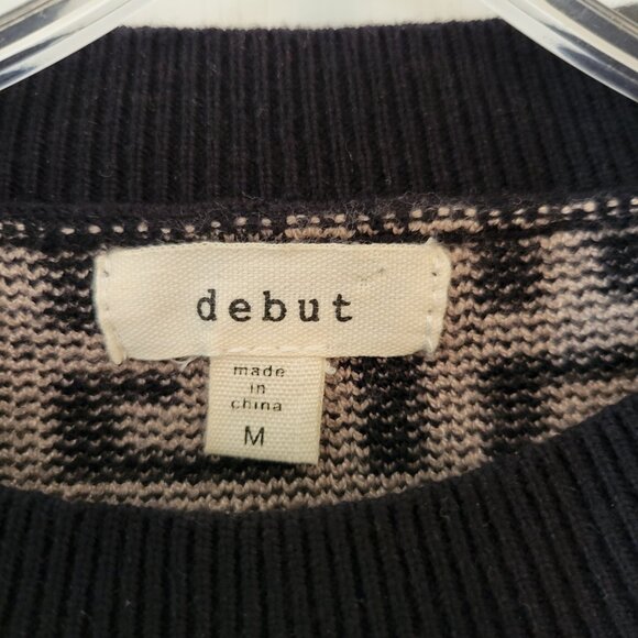 Geometric Design SWEATER Blk&Tan SZ M - Picture 3 of 8